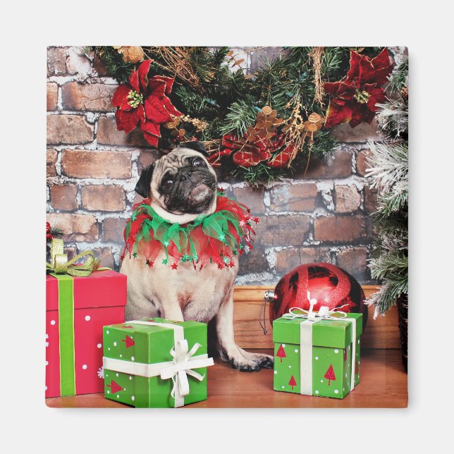 Christmas - Pug - Lily Lou Magnet (Front)