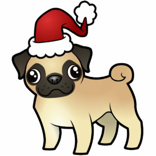 Christmas Pug Ornament Photo Sculpture Decoration