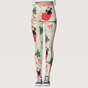 Christmas Pug Pattern Leggings