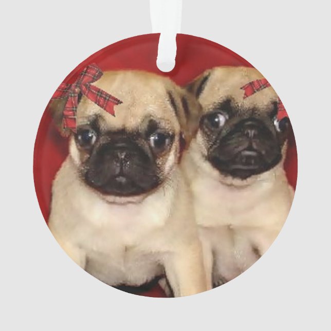 Christmas pug puppies ornament (Back)