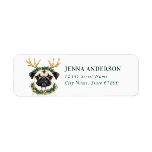 Christmas Pug Return Address Labels