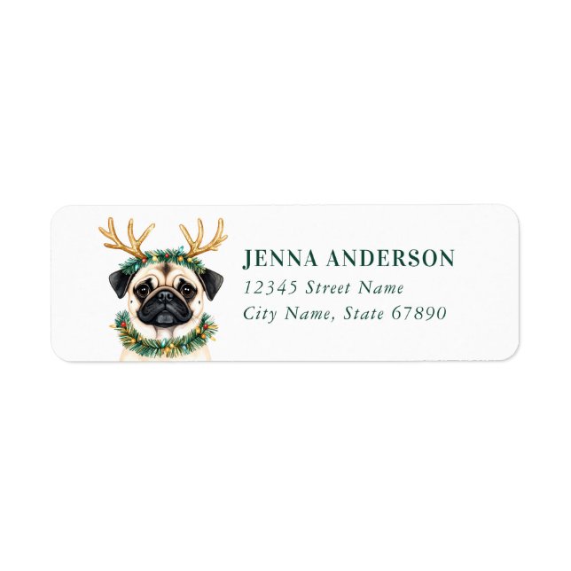 Christmas Pug Return Address Labels (Front)