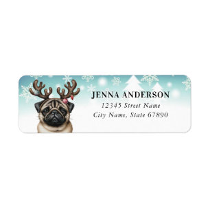 Christmas Pug Return Address Labels