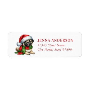 Christmas Pug Return Address Labels