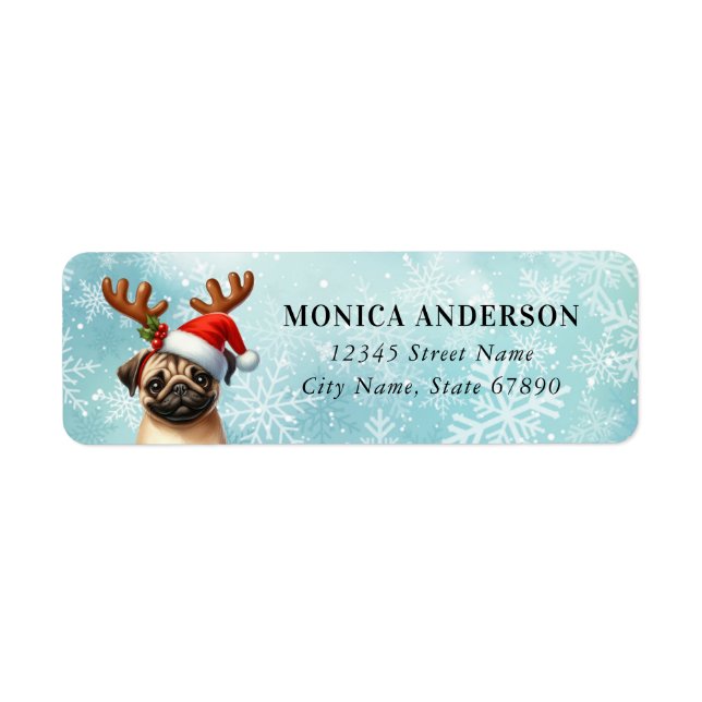Christmas Pug Return Address Labels (Front)