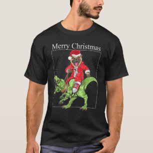 Christmas Pug Riding A Dinosaur Funny Dog Christma T-Shirt