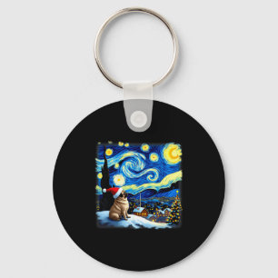 Christmas Pug Starry Night  Key Ring