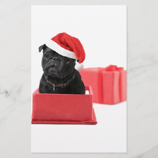 Christmas pug stationery (Front)