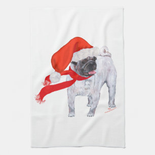 Christmas Pug Tea Towel