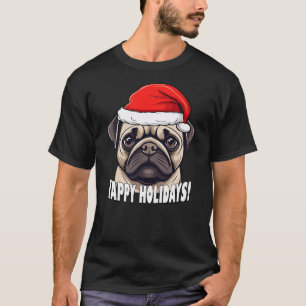 Christmas Pug Yappy Holidays Funny Puppy Dog T-Shirt