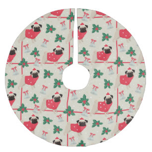 Christmas Pugs Brushed Polyester Tree Skirt