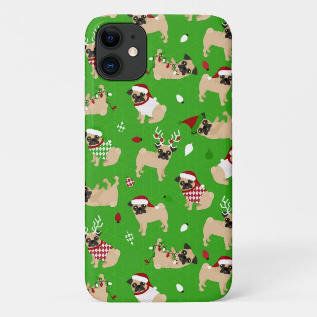 Christmas Pugs Green Case-Mate iPhone Case (Back)