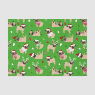 Christmas Pugs Green Tissue Paper