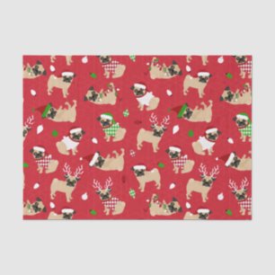 Christmas Pugs Red Tissue Paper