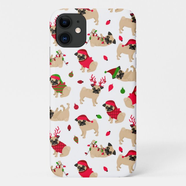 Christmas Pugs White Case-Mate iPhone Case (Back)