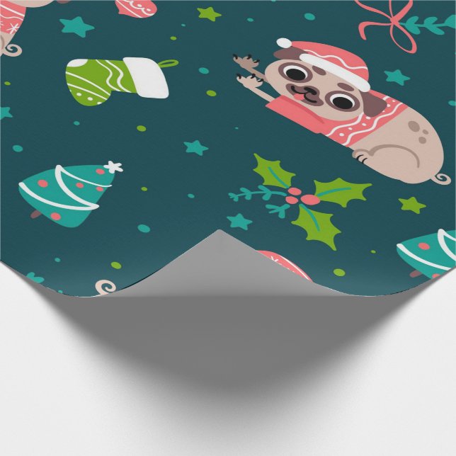 Christmas Pugs Wrapping Paper (Corner)