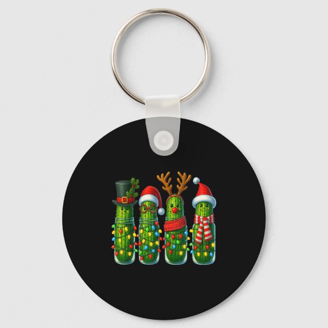 Christmas Pun Ckle Lights Funny Vegetable Holiday  Key Ring (Front)
