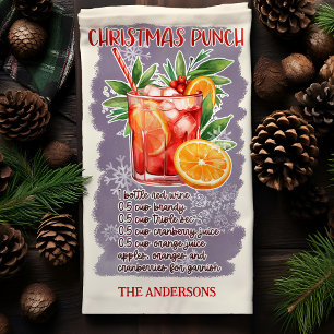 Christmas Punch Holiday Cocktail Recipe Custom Tea Towel