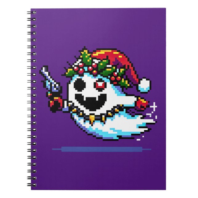 Christmas Punk Ghost - Edgy Pixel Art Notebook (Front)