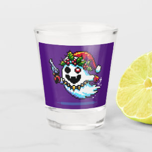 Christmas Punk Ghost - Edgy Pixel Art Shot Glass