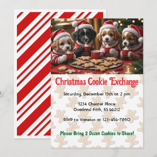 Christmas Puppies Personalised Cookie Exchange Invitation