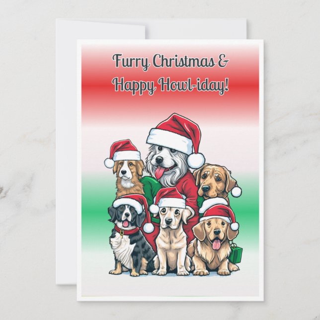 Christmas puppies, Printable  Holiday Card (Front)