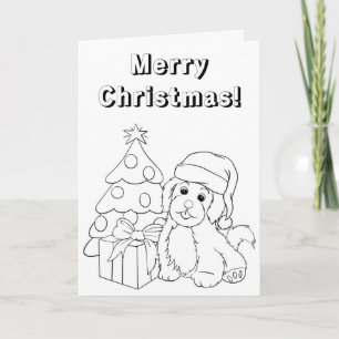 Christmas Puppy Colouring Card