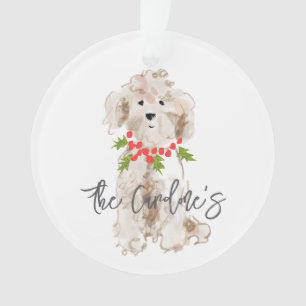 Christmas Puppy Dog Family NAME Year Holly Festive Ornament