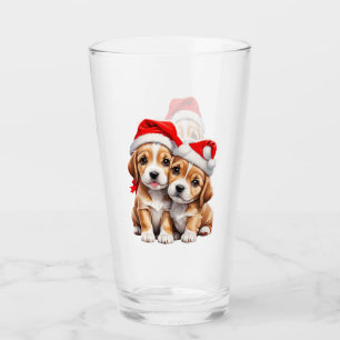 Christmas Puppy Dogs Glass