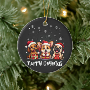 Christmas Puppy Dogs Merry Dogmas Ceramic Tree Decoration