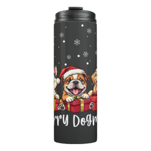 Christmas Puppy Dogs Merry Dogmas Thermal Tumbler