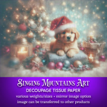 Christmas Puppy Festive Santa Hat Cute Decoupage