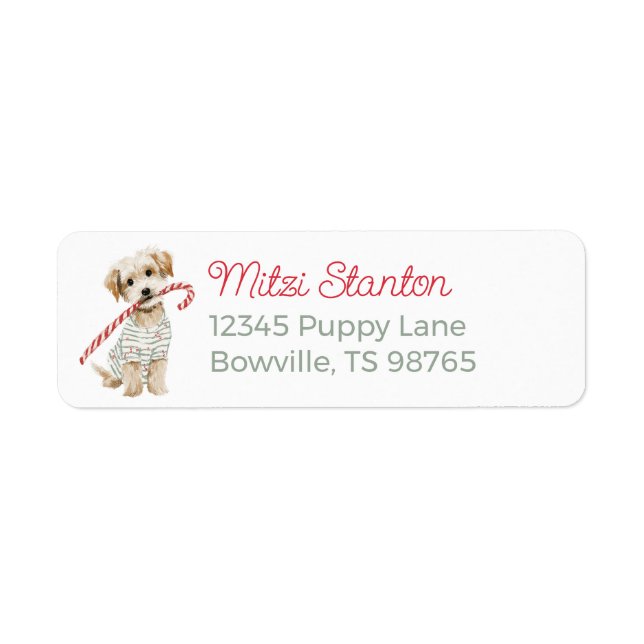 Christmas Puppy in a Scarf address label (Front)