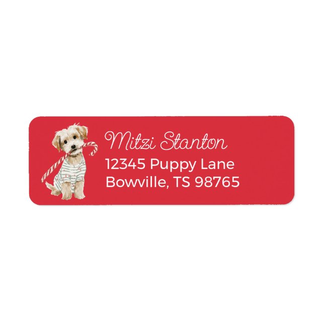 Christmas Puppy in a Scarf address label (Front)
