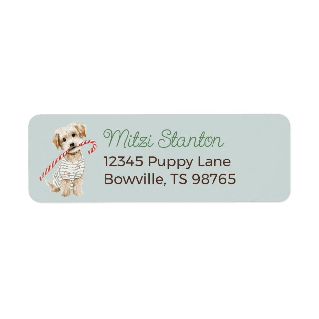 Christmas Puppy in a Scarf address label (Front)
