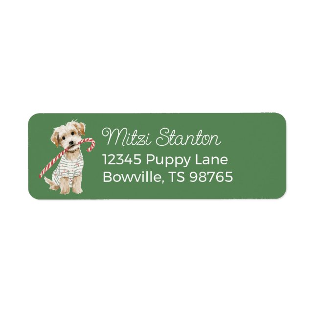 Christmas Puppy in a Scarf address label (Front)