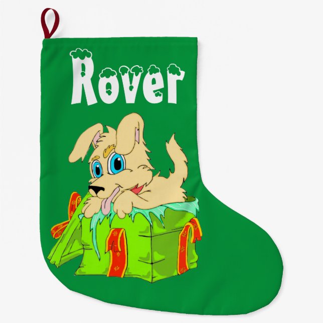 Christmas Puppy Large Christmas Stocking (Front)