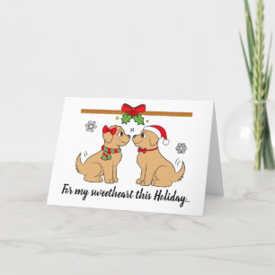 Christmas Puppy Love Golden Retrievers Holiday Card