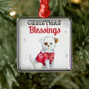 Christmas Puppy Metal Tree Decoration