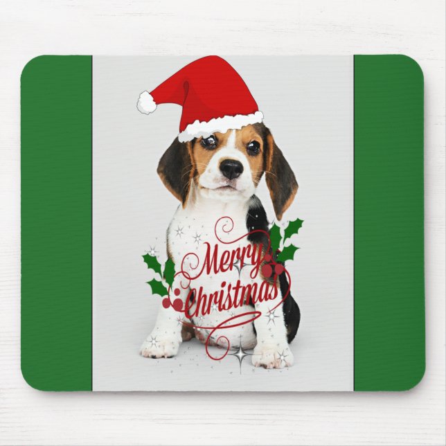Christmas Puppy Mouse Mat (Front)