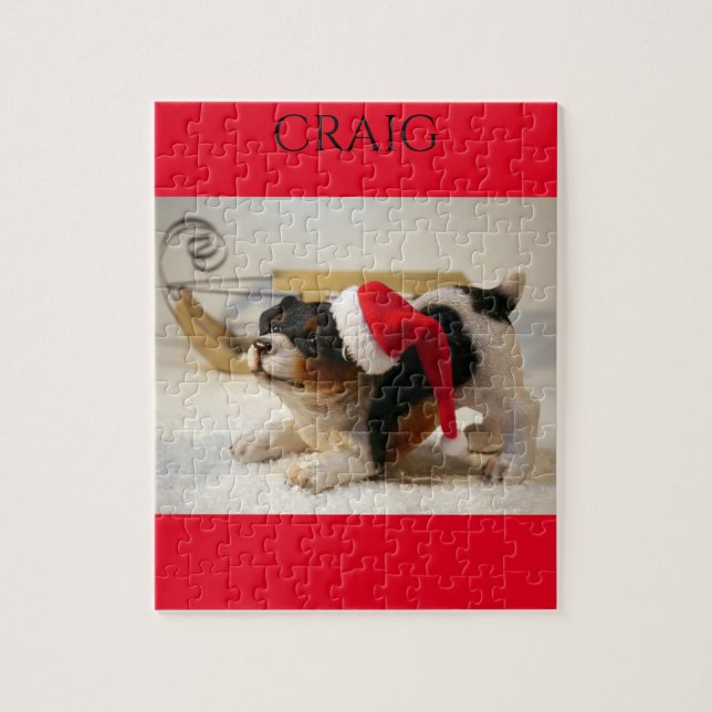 Christmas puppy personalized name puzzle. jigsaw puzzle (Vertical)