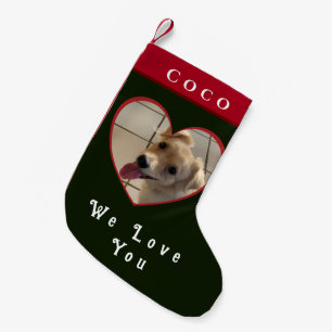 Christmas Puppy Pet Photo Heart Personalise Small Christmas Stocking