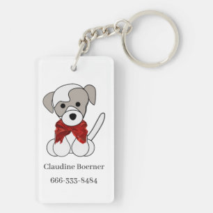 Christmas Puppy Photo Upload or Drawing Keychain