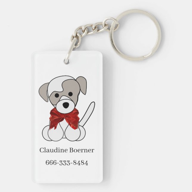 Christmas Puppy Photo Upload or Drawing Keychain (Back)