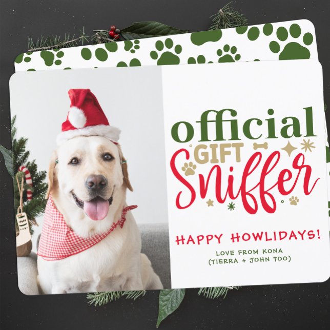Christmas Puppy Picture Customised Funny Dog Photo Holiday Card (Creator Uploaded)