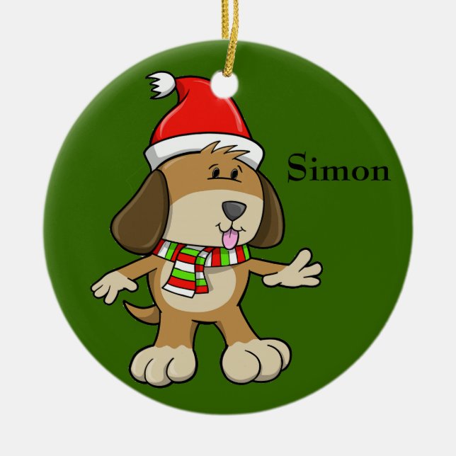 Christmas Puppy "Simon" Ornament (Front)