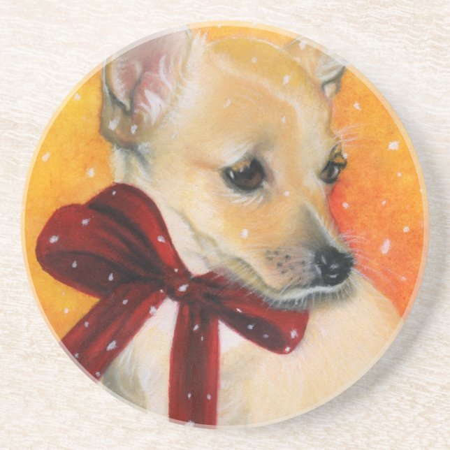 Christmas puppy snow Coaster (Front)