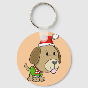 Christmas Puppy "Teddy" Button Keychain
