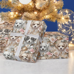 Christmas Puppy Wrapping Paper - Adorable Dog Face