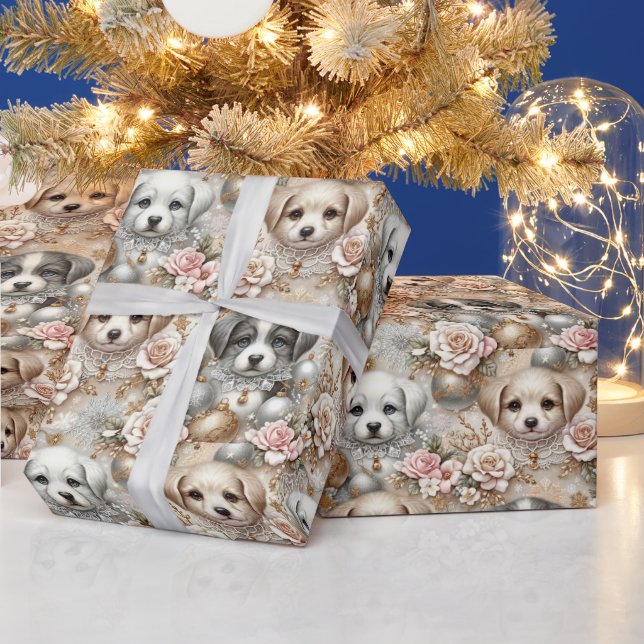 Christmas Puppy Wrapping Paper - Adorable Dog Face (Holidays)